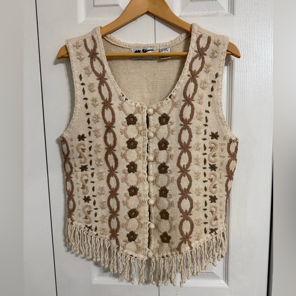 Vintage My Knitted Fringe Vest size large - Picture 1 of 4